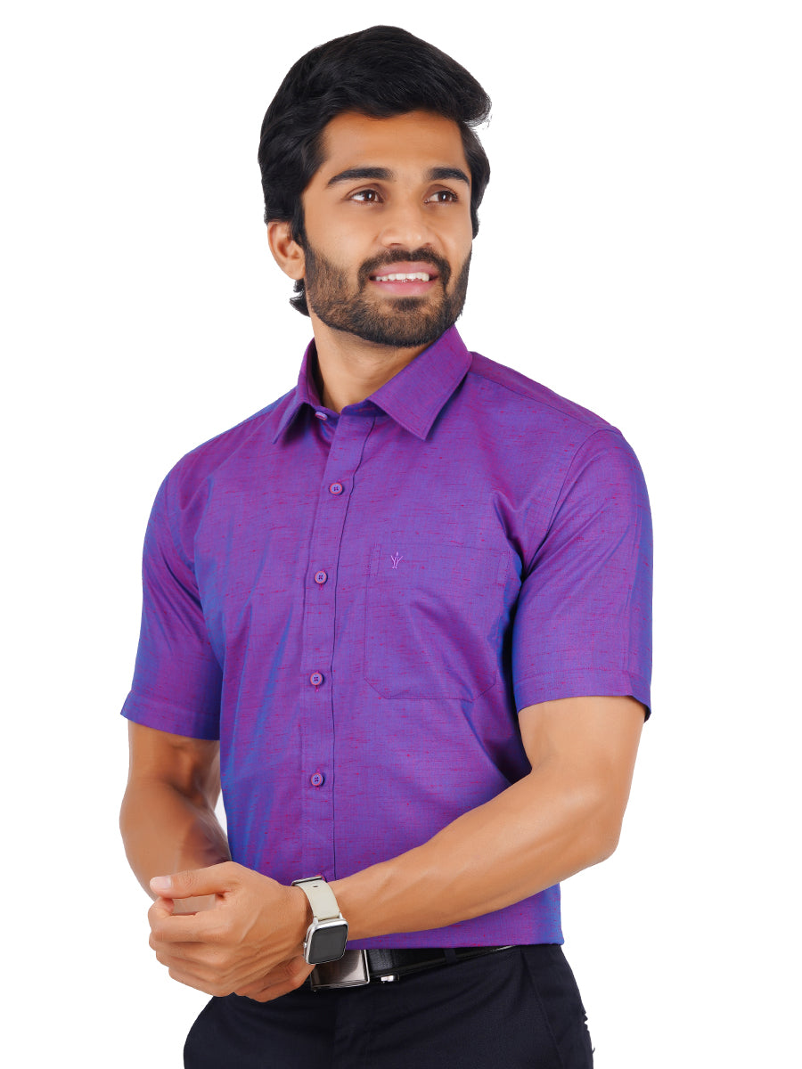 Mens Formal Shirt Half Sleeves Pale Purple T16 CO7