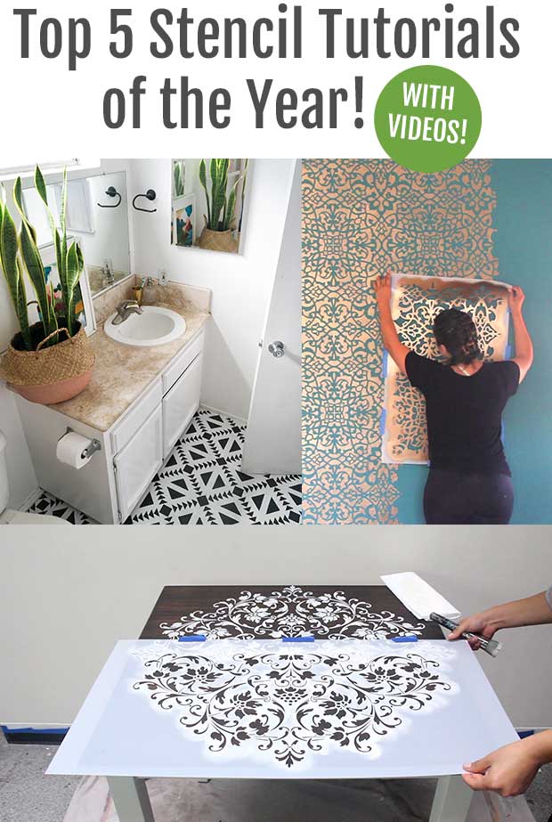 Top 5 GREATEST Stencil Tutorials of the Year! - the best of the best DIY decor ideas - Learn how to paint floors, walls, and furniture with stencils - Royal Design Studio Stencils