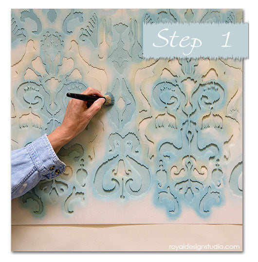 Easy Ikat stencil effect. Full how to post on using the Khanjali Ikat stencil from Royal Design Studio with Chalk Paint® decorative paint
