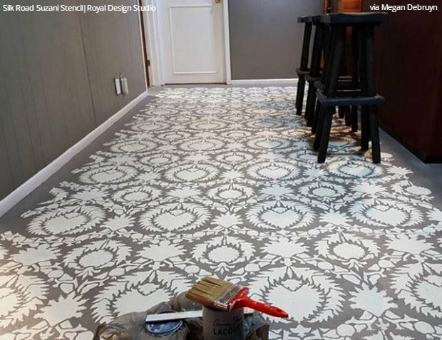 Easy DIY Fix: Painted Floor Makeover & Remodeling using Concrete Floor Stencils from Royal Design Studio