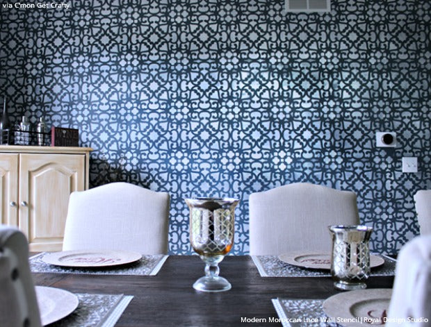 16 DIY Ideas - Dare to Be Different with Dining Room Stencils - Decorating and Painting with Wall Stencils or Floor Stencils from Royal Design Studio