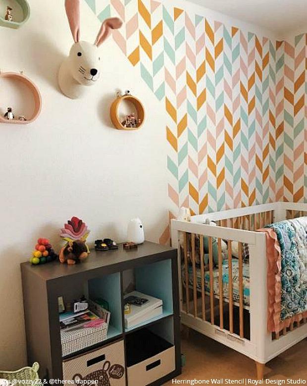 The Cutest Baby Nurseries & Kids Rooms Ever! Home Decorating DIY Ideas using Wall Stencils from Royal Design Studio