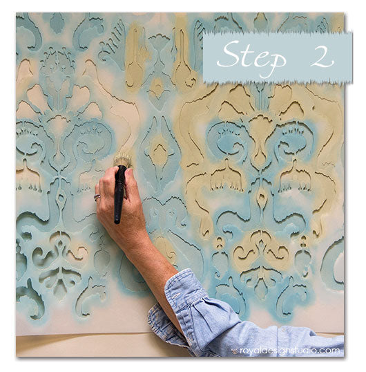 Easy Ikat stencil effect. Full how to post on using the Khanjali Ikat stencil from Royal Design Studio with Chalk Paint® decorative paint