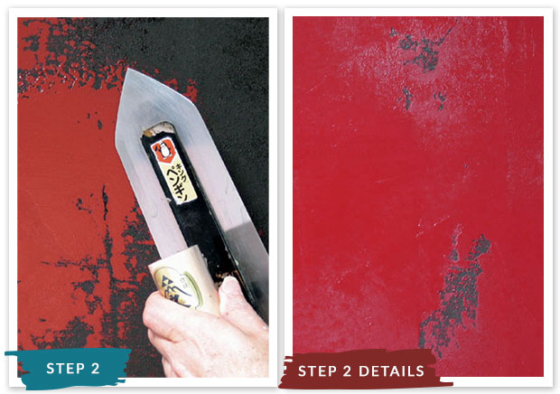 Royal Recipe from Royal Design Studio: How to Stencil Tutorial Gilded Red Leather Wall Finish with Vintage Damask Wall Stencils