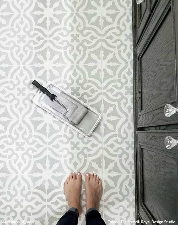 Find Insta-Inspiration Everywhere: Wall to Floor Stencil Projects using Royal Design Studio DIY Designer Stencil Patterns for Painting Home Decor