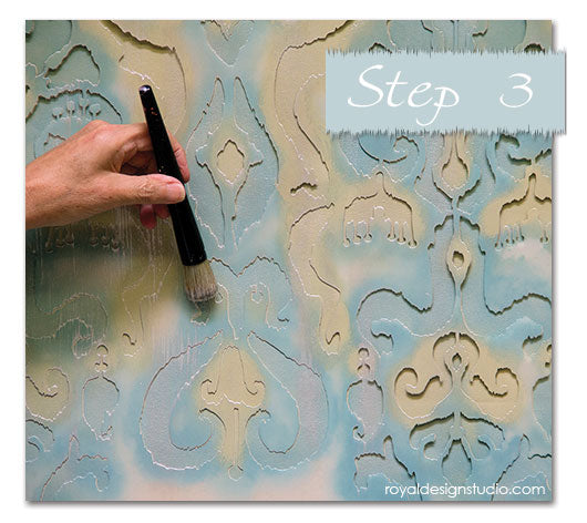 Easy Ikat stencil effect. Full how to post on using the Khanjali Ikat stencil from Royal Design Studio with Chalk Paint® decorative paint