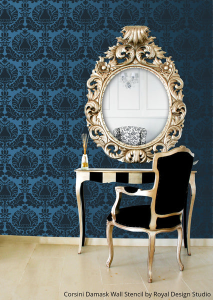 Get the Blues with these 10 Wall Stencil Projects in Beautiful Blue Hues - Royal Design Studio