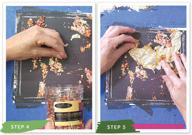 Royal Recipe from Royal Design Studio: How to Stencil Tutorial Floral Accent Wall Finish with Gold Leaf and Wall Stencils