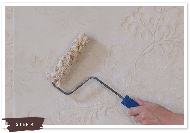 Royal Recipe from Royal Design Studio: How to Stencil Tutorial Frosted Floral Vine Design with Flower Wall Stencils and Sandstone Plaster