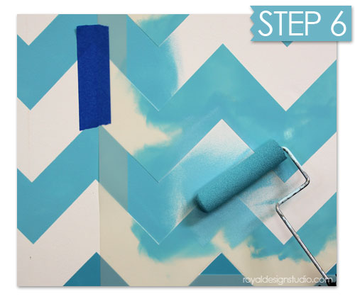 Perfect stenciled chevron stripe pattern with ombre finish