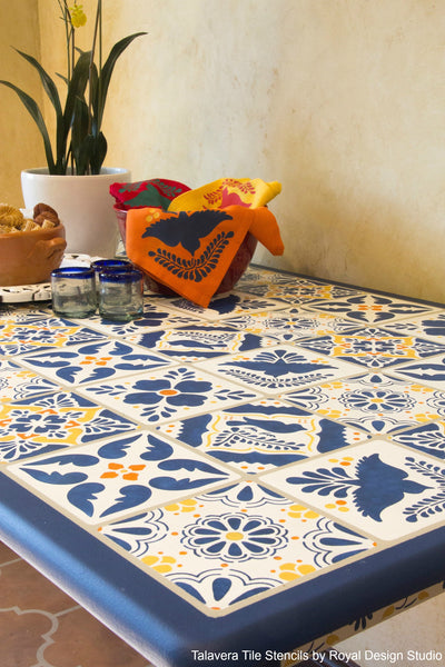 10 Ideas to Decorate for Cinco de Mayo (and the rest of the year!) with Latin American Art Stencils - Talavera Tiles and Otomi Folk Art Stencils by Royal Design Studio
