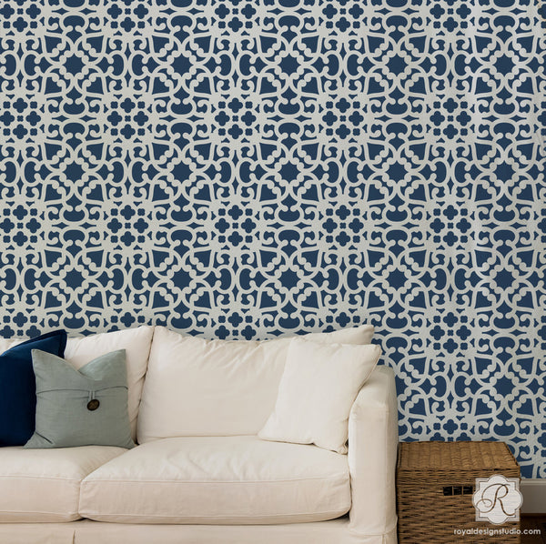 Get the Blues with these 10 Wall Stencil Projects in Beautiful Blue Hues - Royal Design Studio