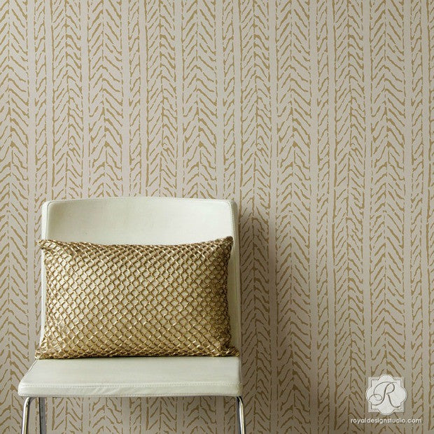 Cozy DIY Home Decor Ideas - Neutral and Natural Knitted and Weave Designs on Painted Walls - Woven Textures Stencils - Royal Design Studio