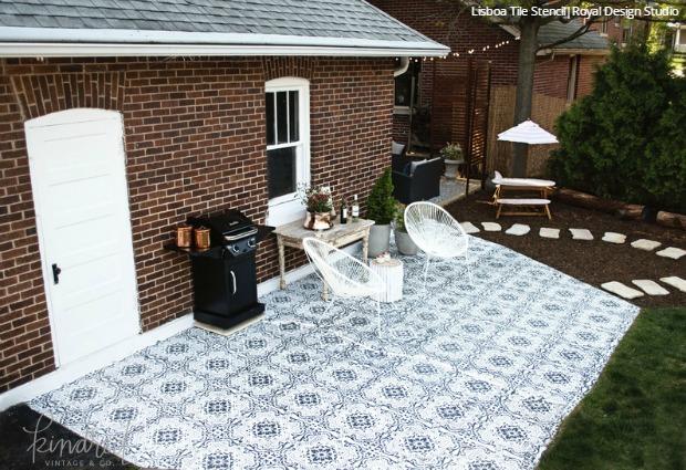 Come On In! Welcome Guests with a Stenciled Porch or Patio Floor! DIY Home Decorating Ideas using Royal Design Studio Floor Stencils and Tile Stencils for Painting