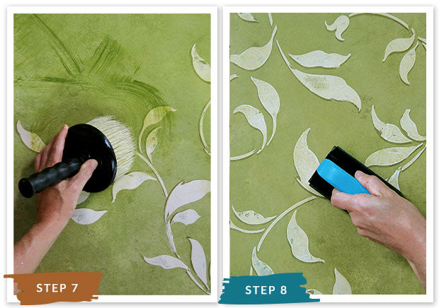 Royal Recipe from Royal Design Studio: How to Stencil Tutorial Embossed Vine Pattern with Wall Stencils and Venetian Plaster