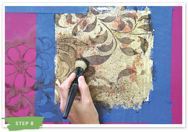 Royal Recipe from Royal Design Studio: How to Stencil Tutorial Floral Accent Wall Finish with Gold Leaf and Wall Stencils