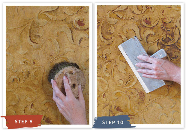 Royal Recipe from Royal Design Studio: How to Stencil Tutorial - Faux Tooled Leather Wall Finish with Vine Wall Stencils