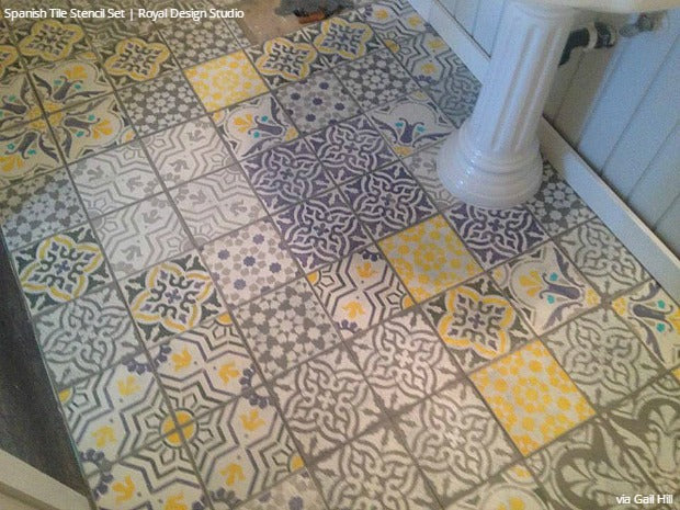 Easy DIY Fix: Painted Floor Makeover & Remodeling using Concrete Floor Stencils from Royal Design Studio
