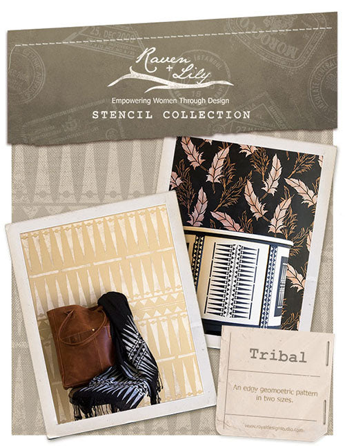 New Tribal African stencil for a Global Glam look on stenciled walls and furniture | Royal Design Studio