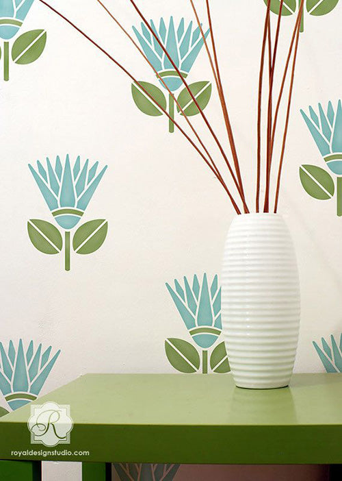 Stenciling with Multiple Colors | Stenciled Wall Motif Ideas