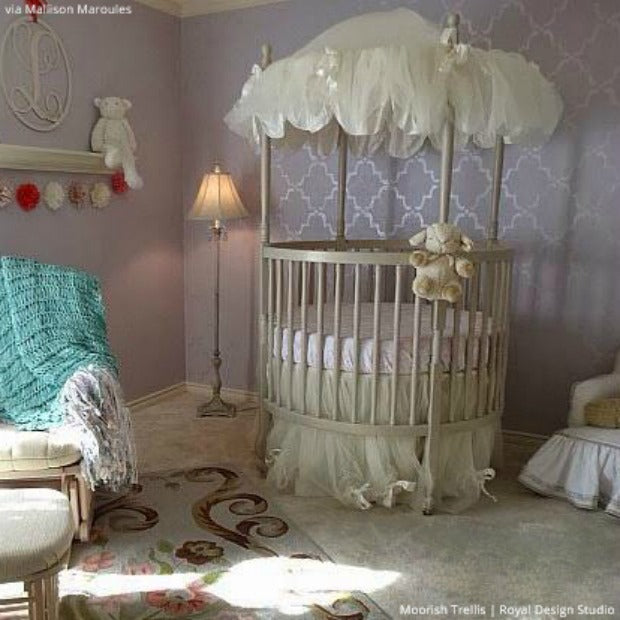 5 Baby Room Décor Accent Walls Ideas with Designer Nursery Stencils - Royal Design Studio