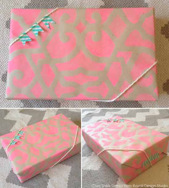 Fun stenciled wrapping paper idea!