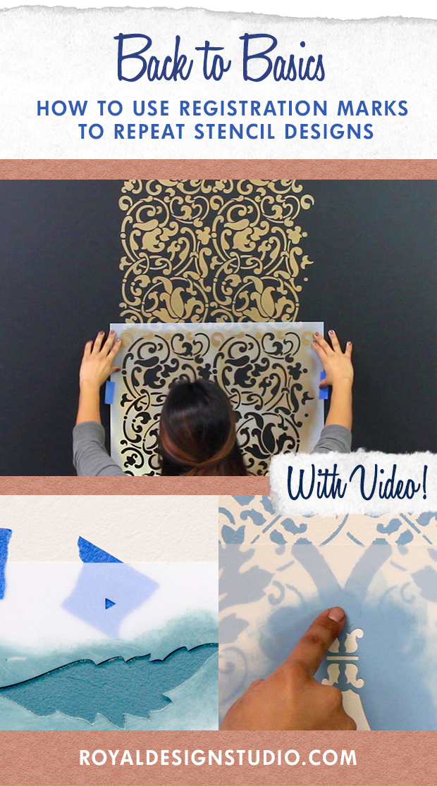 Stencil Basics VIDEO Tutorial: How to Use Registration Marks to Repeat Stencil Designs Across Accent Wall - Royal Design Studio Wall Stencils