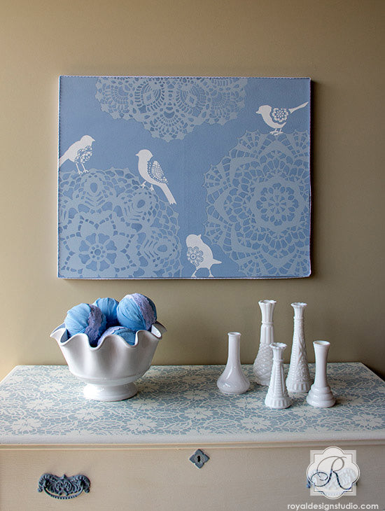 Lovely lace stencil project using Chalk Paint® and stencils from Royal Design Studio
