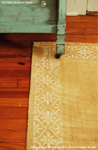 Stenciling an Indoor Rug with Royal Design Studio Stencils | Project by Miss Mustard Seed