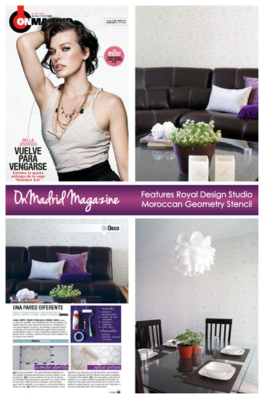 Moroccan Geometry Stencil featured in Spanish magazine On Madrid Project by Casa Haus Royal Design Studio