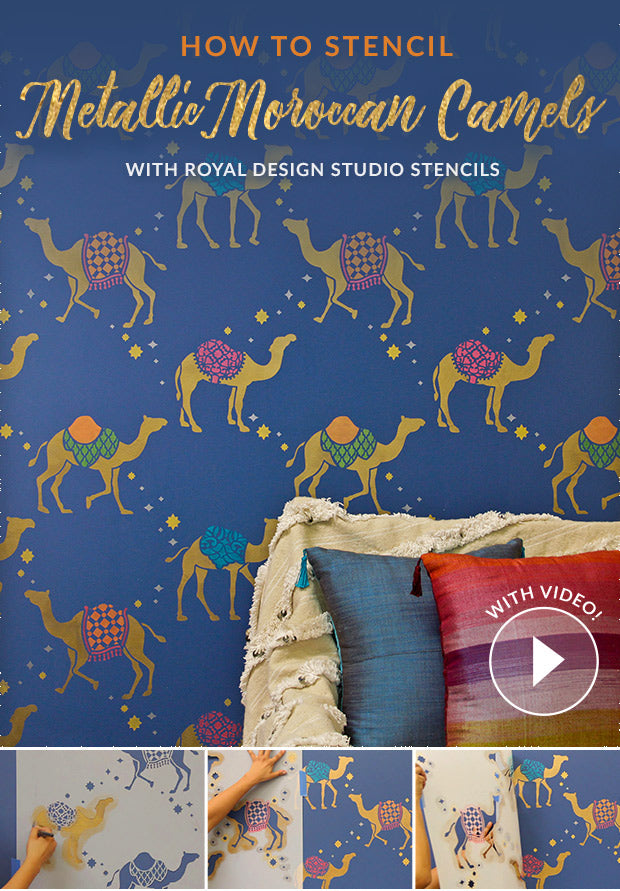 How to Stencil Metallic Moroccan Camel Wallpaper Patterns - Royal Design Studio Stencil Video Tutorial