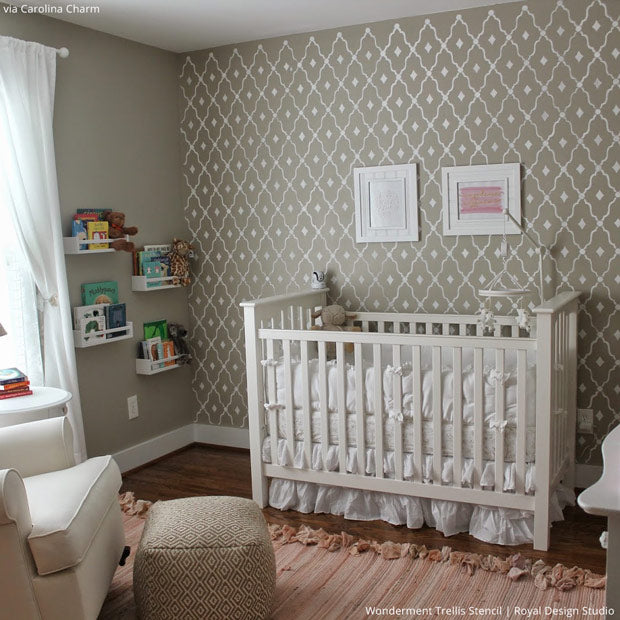 5 Baby Room Décor Accent Walls Ideas with Designer Nursery Stencils - Royal Design Studio