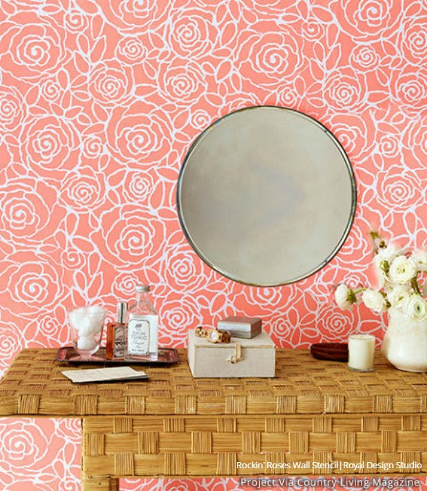 Fresh New Hue for Home Decorating: Stencil Ideas for Pink Interiors from Subtle to Sensational - Royal Design Studio Wall Stencils & Furniture Stencils