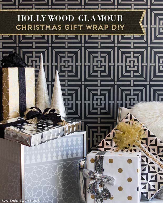 2 Holiday Stencils Tutorials: DIY Wrapping Paper - Royal Design Studio Christmas Craft Stencils