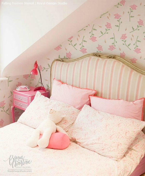 Using Stencils and the Color Pink to Brighten a Room | Royal Design Studio
