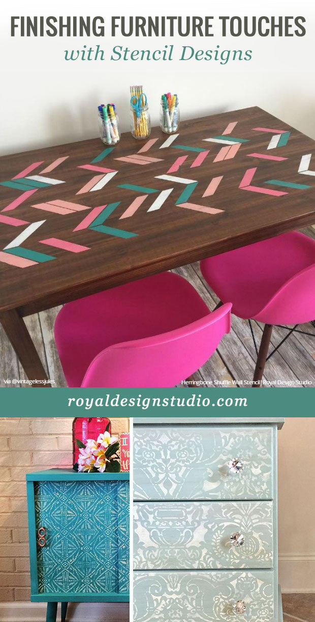 DIY Decor Painting Ideas - Finishing Furniture Touches with Stencil Designs - Royal Design Studio