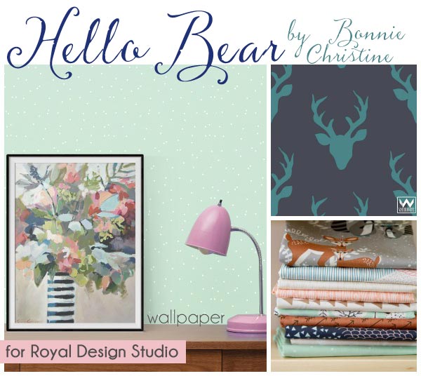 Designer Wall Stencils, removable wallpaper, and wall decals by Bonnie Christine (going home to roost) for Royal Design Studio and Wallternatives - Forest animals, modern shapes, rustic deer antlers and bears for cute kids room and nursery decor