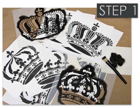 Crown wall art stencils from Royal Design Studio