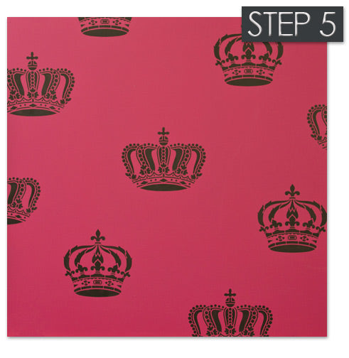 Allover wall stencil pattern with crown stencils from Royal Design Studio