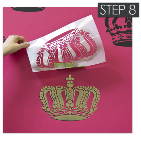 Queen Crown stencil stenciled with Antique Gold stencil creme from Royal Design Studio