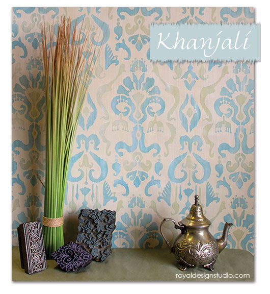 Easy Ikat stencil effect. Full how to post on using the Khanjali Ikat stencil from Royal Design Studio with Chalk Paint® decorative paint