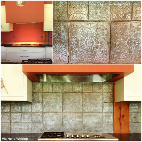 Stencil a stovetop focal point with Italian Tile Stencils | Royal Design Studio