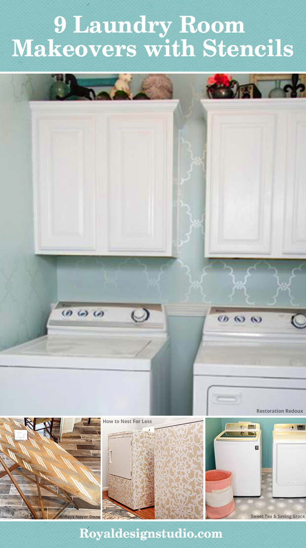 Beautiful DIY Laundry Room Makeovers with Stencils - Royal Design Studio