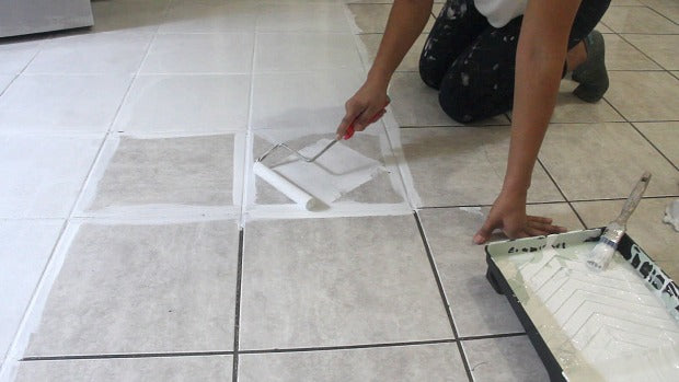The Secret is Out! How to Stencil a Tile Floor in 10 Steps - Painting Over Kitchen Floor Tiles or Bathroom Floor Tiles with Royal Design Studio Floor Stencils