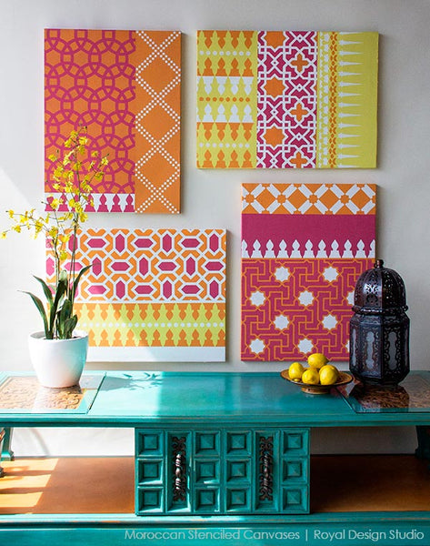 Stencil How-to: Colorful Moroccan Canvas Art