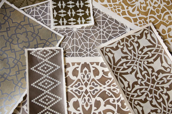 Moroccan Stencils from Royal Design Studio look amazing in soft metallic colors