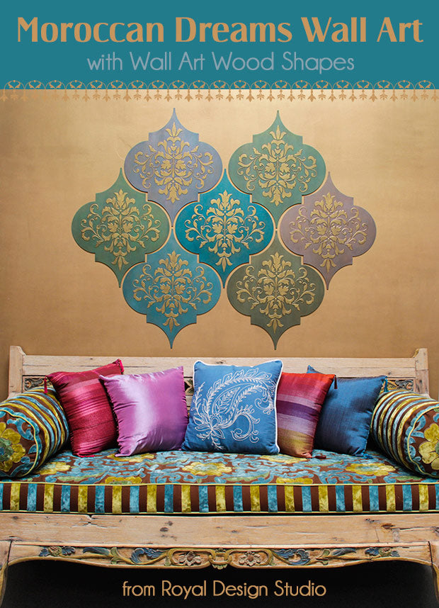 Create custom wall art with Wall Art Wood Shapes and stencils from Royal Design Studio