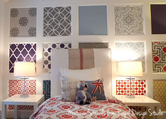 feature wall with Moroccan stencils