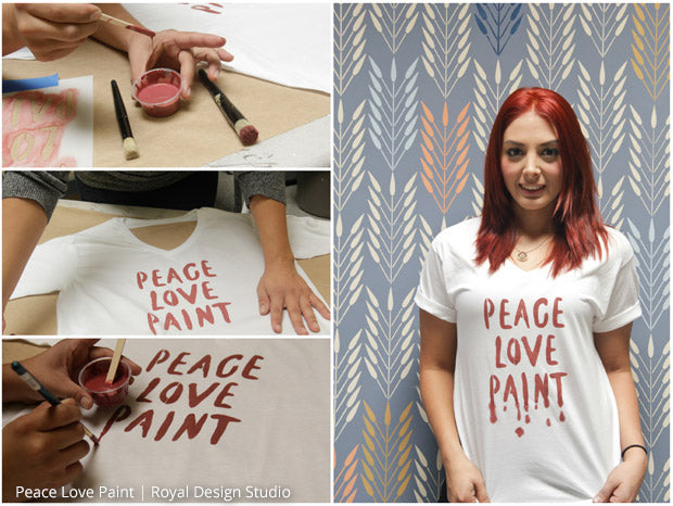 Stenciled Tshirt. A great DIY gift idea for yourself or a friend. Cool typography stencils from Royal Design Studio