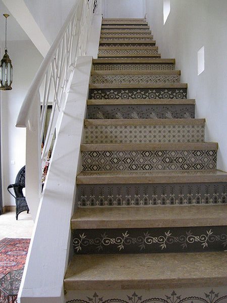 floor stenciling moroccan stenciled stairs